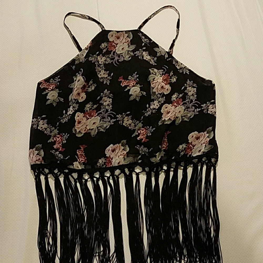 Floral and Fringe Crop top